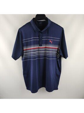 PUMA Shirt Mens XL Navy Multi Mattr Canyon S/S Golf Polo